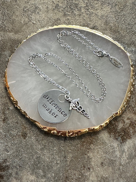 Difference Maker Hand Stamped Necklace