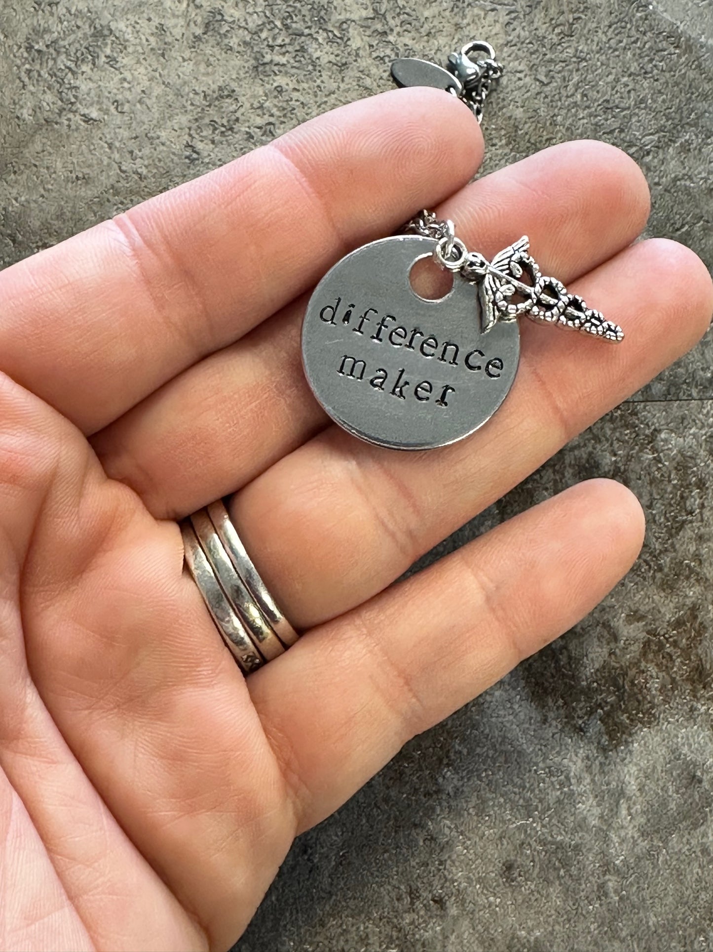 Difference Maker Hand Stamped Necklace