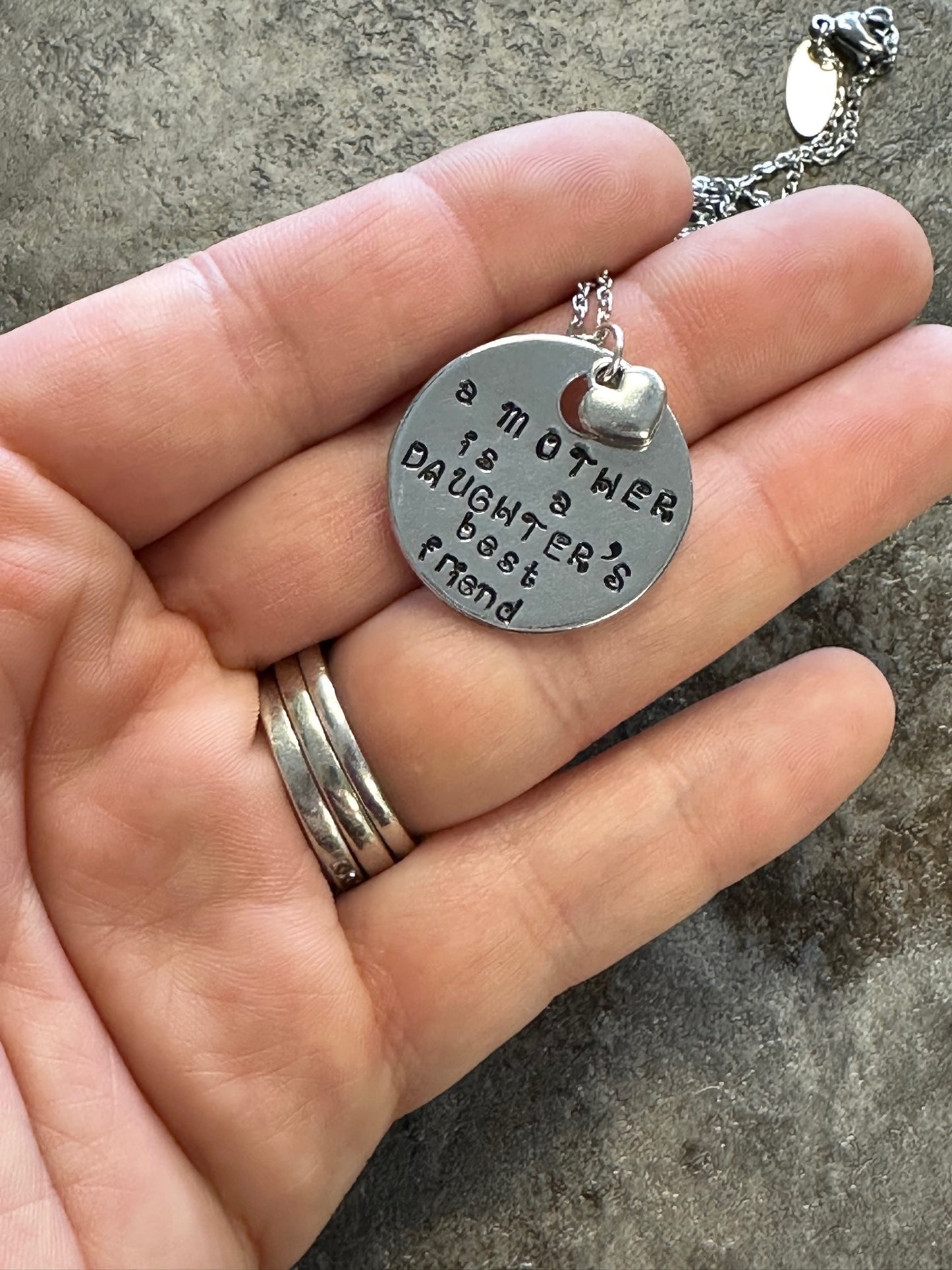 Mother Hand Stamped Necklace