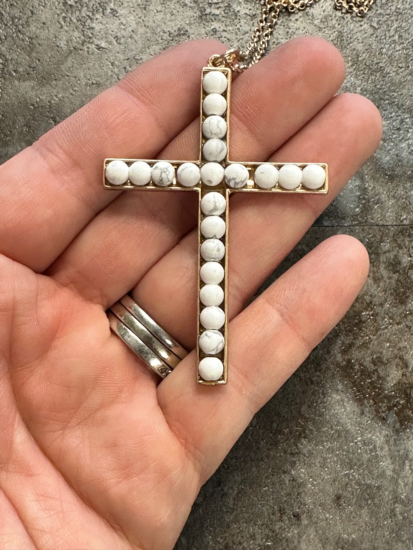 Boutique Stone Cross Necklace