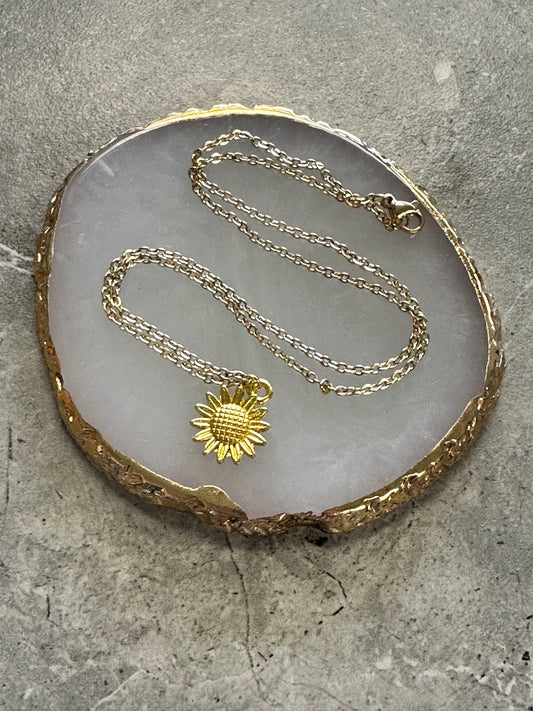 Small Sunflower Charm Necklace