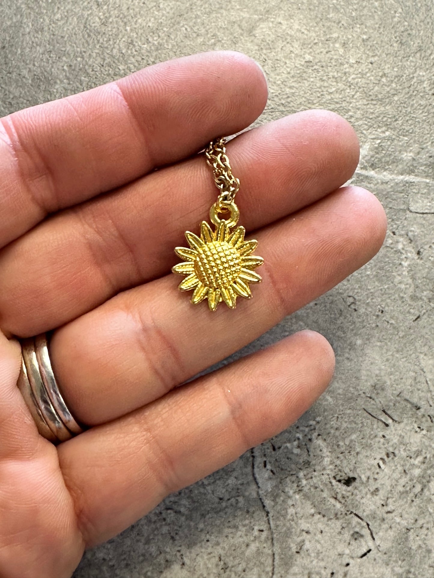 Small Sunflower Charm Necklace