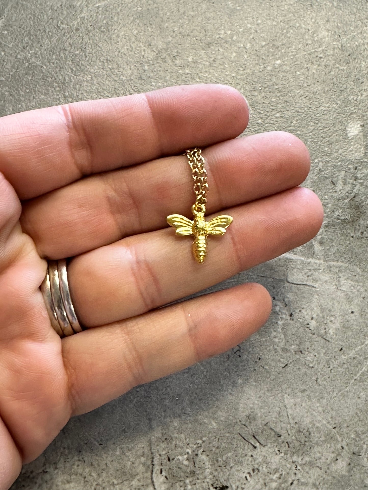 Small Bee Charm Necklace