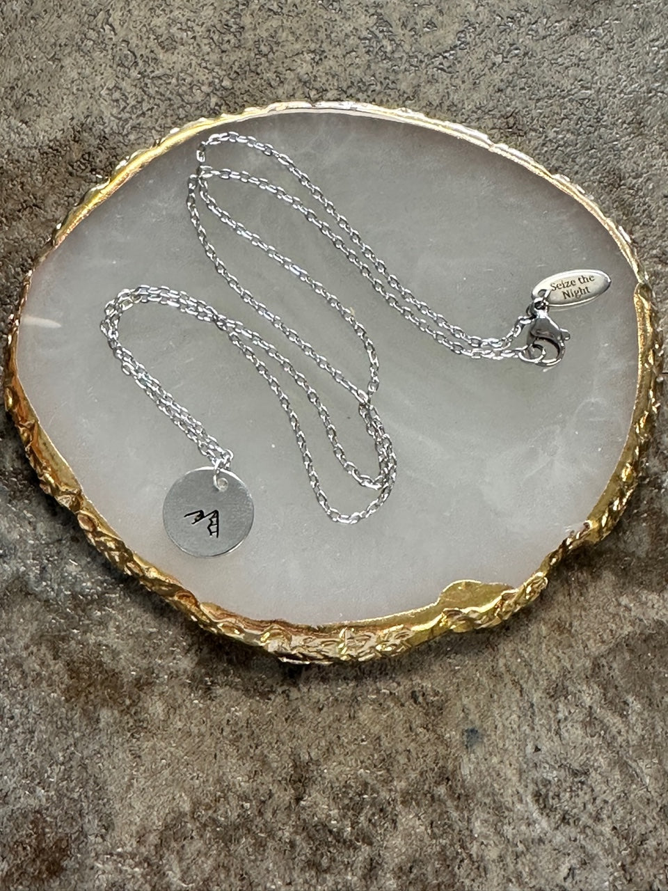 Mountain Tiny Disc Hand Stamped Necklace