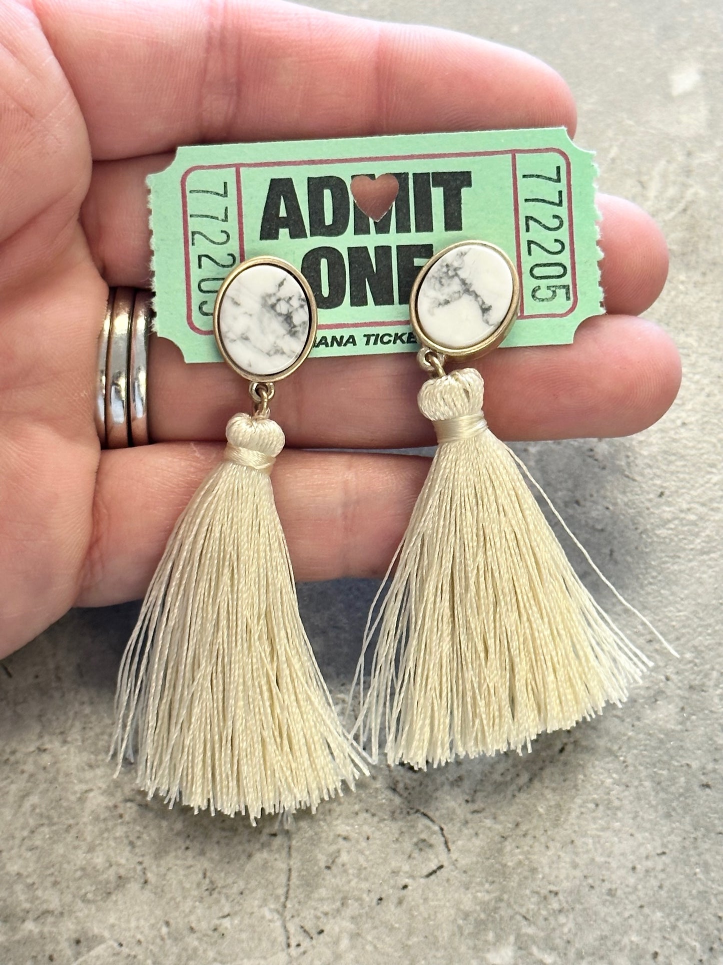 Boutique Natural Stone Tassel Earrings