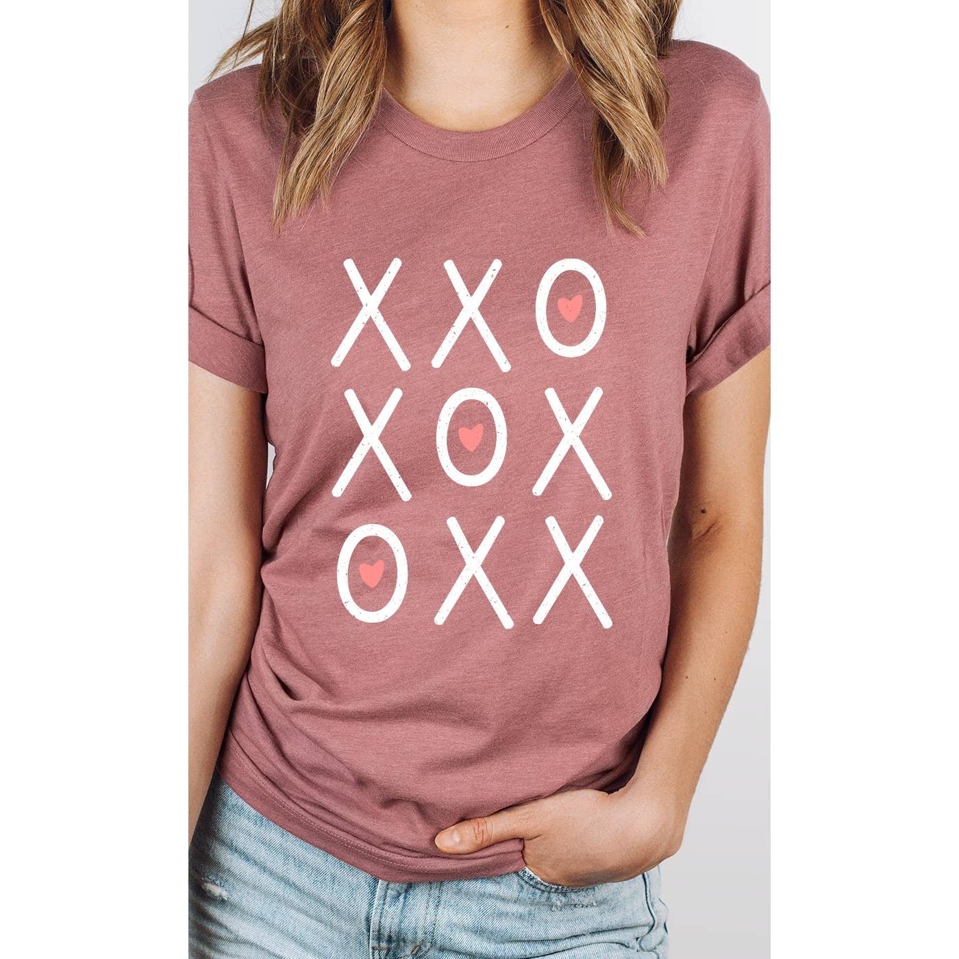 Sale - XOXO Heart Tic Tac Toe Valentines Day Graphic Tee