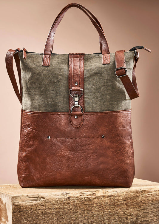 Sale - Jamie Up-Cycled Canvas Convertible Tote